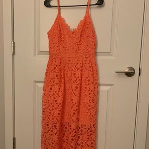 NWT ASTR Lace A Line Midi Dress - Coral